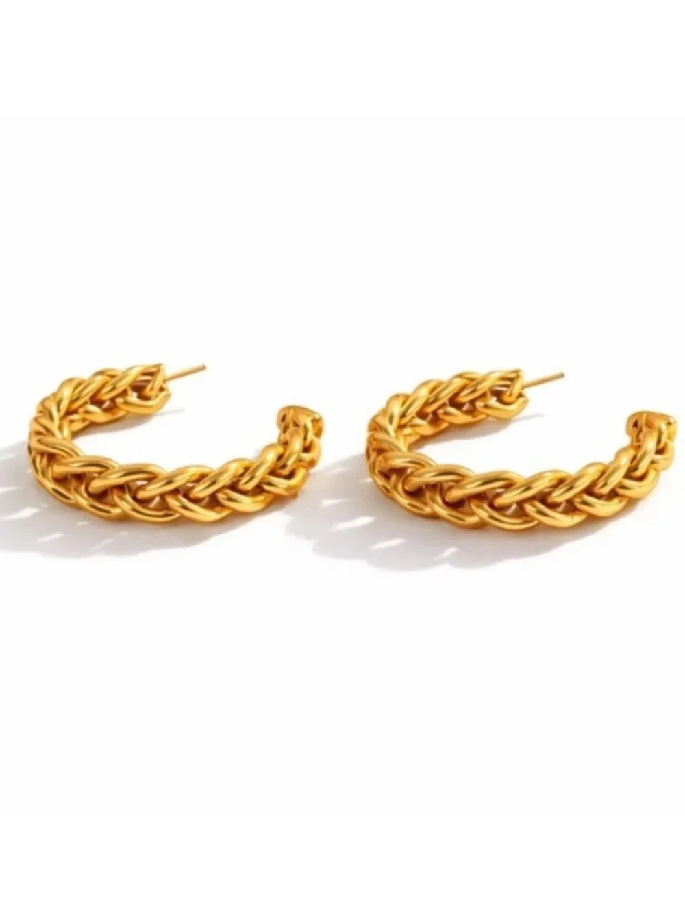 New! Gold Braided Hoop Earrings (1056) NWOT